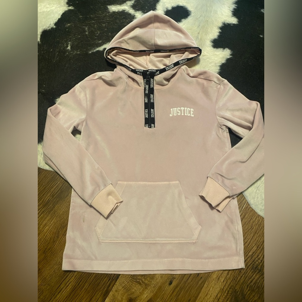 Girl’s Velour Justice Hoodie With Kangaroo Pocket Size 10